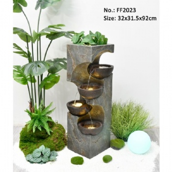 Four-tier Bowl-shaped Antique Resin Fountain - Popular Outdoor Water Feature Decor