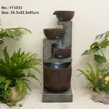 Home Office Decor 3-Tier Resin Water Fountain Modern Indoor Waterfall