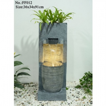 Morden Garden Yard Waterfall with LED Resin Water Fountain Outdoor Fountain