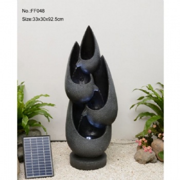 Outdoor Solar 2-tier Stone Shaped Fountain for Garden Decoration