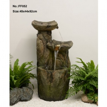 2-Tier Outdoor Cascading Floor Water Fountain For Home Garden