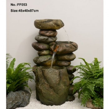 2-Tier Outdoor Cascading Floor Water Fountain For Home Garden