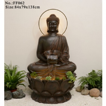 Brown Buddha Shaped Garden Decoration Custom Outdoor Water Fountain
