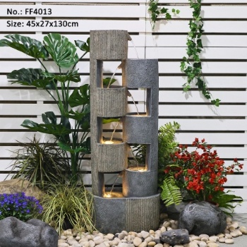 51-Inch Tall Outdoor Water Fountain Uneven Cylinders Waterfalls