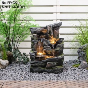 Indoor Outdoor Decoration 3-Tiered Feng Shui Rocky Water Falls