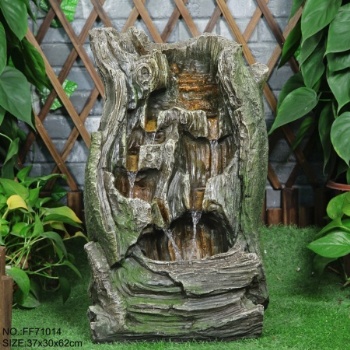 Decorative Cascading Wood Trunk Waterfall Water Feature With Lights