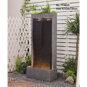 Modern Outdoor Floor Water Fountain Curve Zen Waterfall For Courtyard