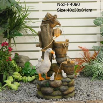 Polyurethane Resin Animal Tiered Waterfall Fountain for Outdoor Garden Decoration