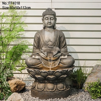 Buddha Face Waterfall Outdoor Fengshui Resin Water Fountain For Yard