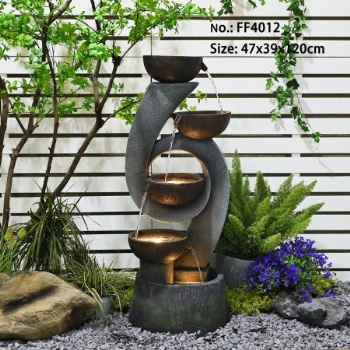 Outdoor Water Feature Fountain Bowl and Jar Rustic Floor Waterfall