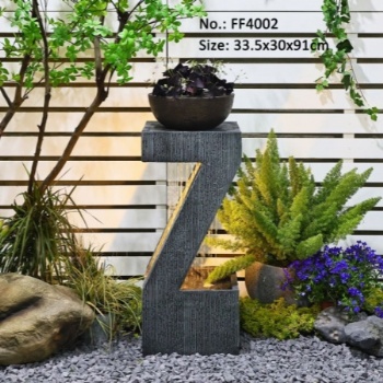 Outdoor Z-Shaped Water Feature Outdoor Waterfall Fountain With Planter