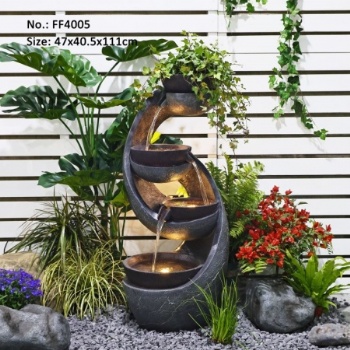 3-Tiered Freestanding Garden Waterfall Cascade Outdoor Water Fountain